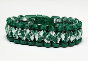 550 Paracord Survival Bracelet Cobra - Kelly Green & Kelly Combo - Green Buckle - Picture 1 of 1