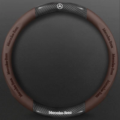 For Mercedes-Benz Steering Wheel Cover Leather Car Accessories 15"Brown NEW - Image 1 of 4