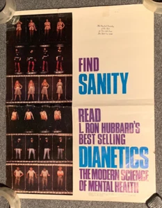 Dianetics L. Ron Hubbard 1975 Rare Poster Church of Scientology New York Vtg - Picture 1 of 11