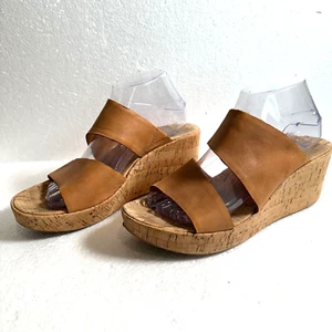 Sandalias Korks Kork-Ease Plataforma Cuña Deslizables Cuero Talla 10 Marrón 2.5" Tacón - Imagen 1 de 11