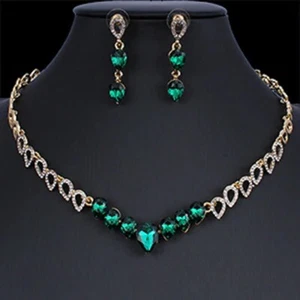 Elegante y delicado conjunto de joyas de moda enchapado en oro verde circonita cúbica cristal étnico para mujeres nuevo - Imagen 1 de 3