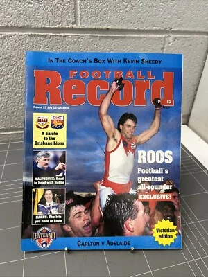 VINTAGE FOOTBALL RECORD AFL VFL 1996 CARLTON ADELAIDE PAUL ROOS LIONS BEARS - Image 1 of 4