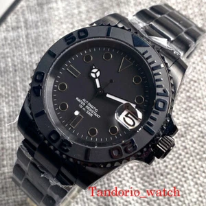 40mm Black PVD Case NH35A PT5000 Lume Automatic Men's Watch Date Ceramic Bezel - Picture 1 of 16