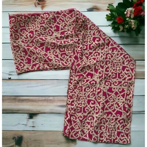 Vintage Fuchsia Pink Scarf Abstract Pattern Rectangle 52 x 8 Exotic - Picture 1 of 6