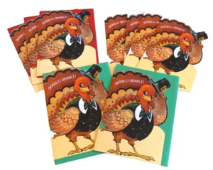 Hallmark Thanksgiving Greeting Cards Set of 9 w/ Envelopes Gobble Gobble Turkey - Picture 1 of 8