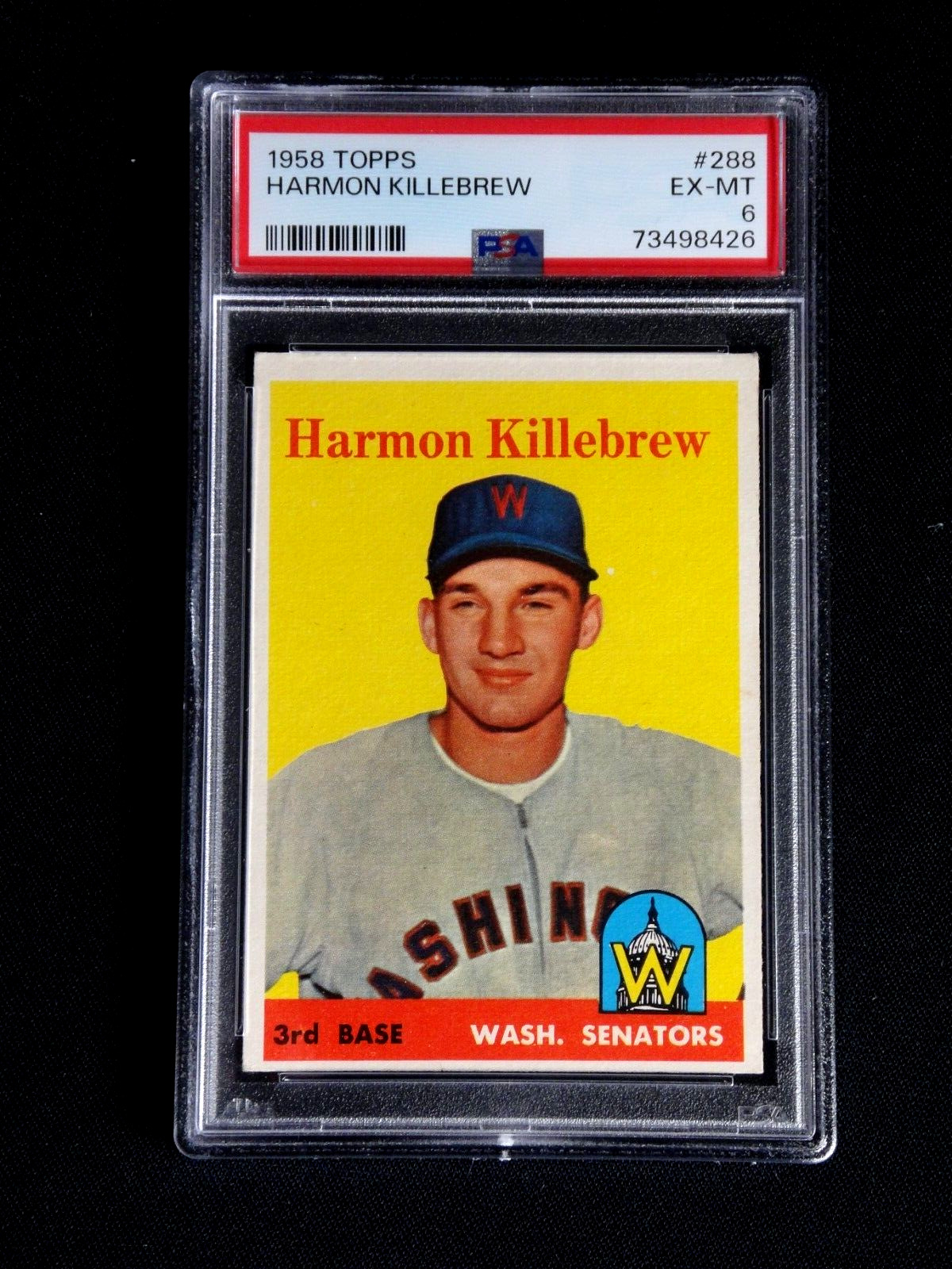 HARMON KILLEBREW 1958 TOPPS BASEBALL CARD #288 PSA 6 EXCELLENT TO NEAR MINT HOF