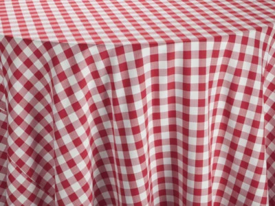 Red & White Spun Poly Royal Fabric Linen Tablecloth 42-In Square Size 42" X 42" - Image 1 of 2