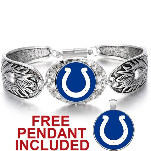 Indianapolis Colts Women's Sterling Silver Bracelet Football Gift w Gift Pkg D3 Cover