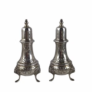 Sterling Silver Durham Hand Chased Salt & Pepper Shakers Vintage Ca. 1950s - Picture 1 of 12