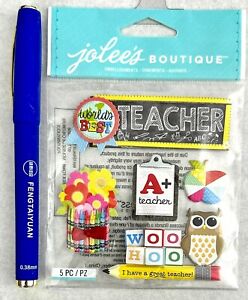 World's Best Teacher / School - Scrapbooking Card Stickers (New) Jolee's