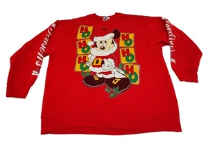 Vintage Mickey Mouse Christmas Sweatshirt AMI Walt Disney Size Large Red - USA  - Picture 1 of 8