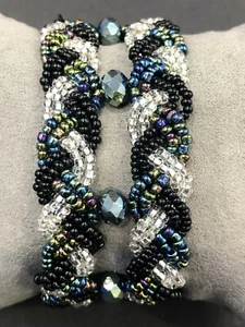 Artisan Hand Beaded Mayan Bracelet double strand rhyme stones from Guatemala 021 - Picture 1 of 4