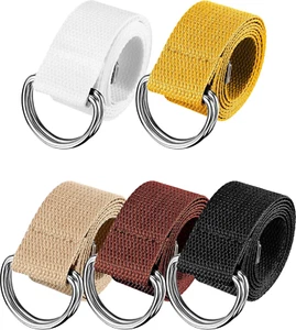 5-Piece Canvas D-Ring Web Belt Set for Men & Women - Picture 1 of 6