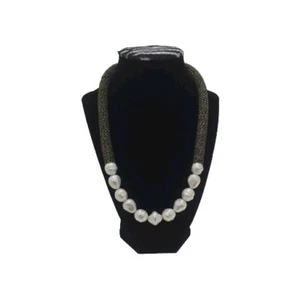 Coldwater Creek White Faux Pearl & Bronze Chunky Collar Necklace - Picture 1 of 5