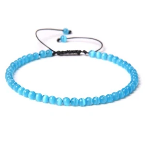 Adjustable 4mm Stone Natural Beads Bracelet Women’s Jewelry - Imagen 1 de 38