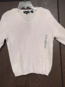 Wainscott Pullover V Neck Long Sleeved Sweater Off White - Picture 1 of 9