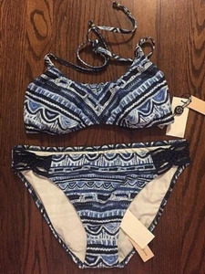 New NANETTE LEPORE Blue Bathing Suit SwimSuit Size L Bikini - Picture 1 of 6