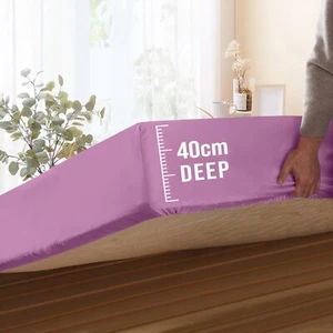 Extra Deep Fitted Sheet Soft Microfiber Wrinkle Free Hotel Quality Fitted Sheets - Picture 1 of 62