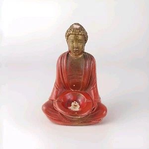Antiguo Quemador de Incienso Buda Chalkware El Año 1939 SA 5 1/4" Rojo - Imagen 1 de 6