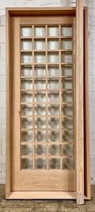 Solid oak lumber square top door solid wood wine cellar castle glass squares - Picture 1 of 13