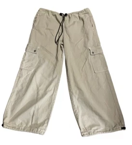 Vintage Y2k Kik Girl Draw Cord Medium Khaki Rave Pants - Picture 1 of 11