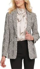 DKNY Womens Opulent Dream Black Gray White One Button Blazer Wear to Work Sz 4