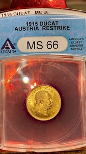 1915 Austria Ducat Restrike Old ANACS MS66 Certified Superb Gem - Gold Coin - Picture 1 of 2