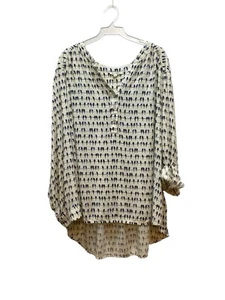 jane and delancey top 3X Tunic Pullover Convertible Sleeve Bird Pattern - Picture 1 of 9