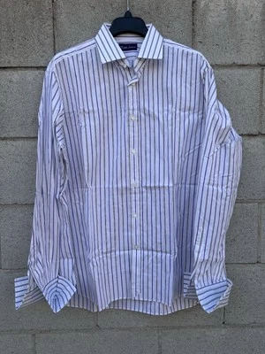 $495 Ralph Lauren Purple Label 100% Cotton Shirt Purple Stripe Sz 17 - Image 1 of 4