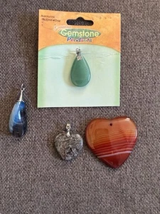Piedras semipreciosas, colgantes de mejillón pulido, lote de 4 - Imagen 1 de 10