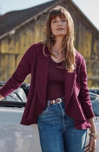 J.jill Strickjacke Volantsaum Run Rosine Größe: L Neu mit Etikett - Bild 1 von 11