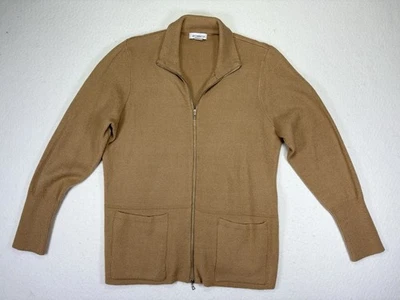 Liz Claiborne, Women’s Large Two Way Zipper Cardigan Sweater Tan Long Sleeve - Image 1 of 4