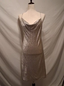 Victorias Secret Medium Silver Metallic Sheer Slip Dress Night Gown - Picture 1 of 6