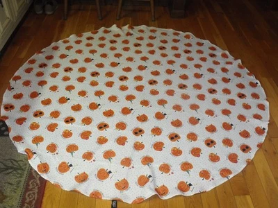 CYNTHIA ROWLEY CURIOUS HALLOWEEN PUMPKIN DESIGN 70" ROUND TABLECLOTH EUC - Image 1 of 4