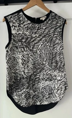 Helmut Lang Abstract Print Sleeveless Blouse - Women’s Small - Black & White - Image 1 of 4