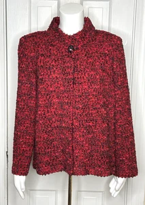 St. John Couture Strick purpurrot Multi Tweed Sakko Blazer Damen 14 - Bild 1 von 6