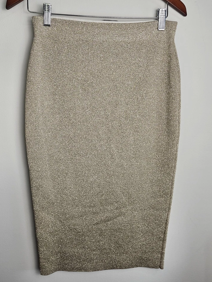 J. Crew Gold Lurex Stretch Pencil Skirt Size S SHIMMERS - Image 1 of 4