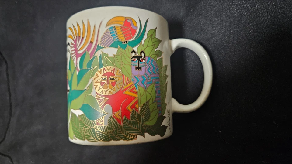 ‡ ☕ Taza de café Laurel Burch Secret Jungle • 1989 1,5 taza/1,5 fl oz/355 ml Foto 1 de 4