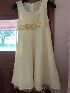 Girls Yellow Gingham Bonnie Jean Dress Size 16 With Roses EUC Eyelet - Picture 1 of 7
