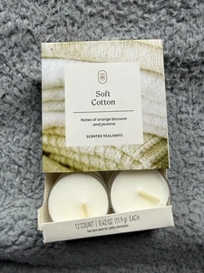 Velas de tealight perfumadas de algodón suave umbral 12 unidades mechas sin plomo 4 horas de combustión - Imagen 1 de 4