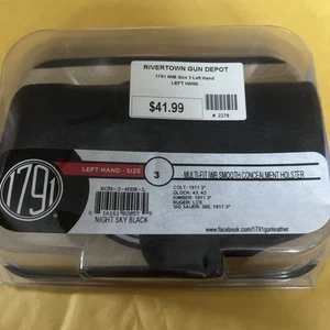 1791 Smooth Concealment IWB Leather Holster Left Hand Size 3 - SCH-3-NSB-L ( Y ) - Picture 1 of 4