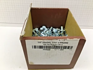 (Qty 106) Brighton 302520, 1/4"-20 x OAL 7/16", Zinc CR+3, 4 Prong Tee Nuts - Picture 1 of 7