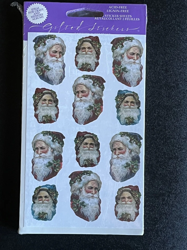 THE GIFTED LINE Gifted Line John Grossman Christmas Victorian Santa Stickers 2 Sheets BRAND NEW