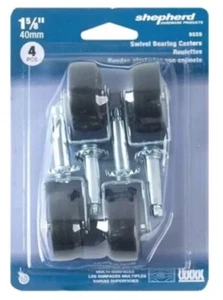 Rueda de vástago Shepherd Hardware 9559 1-5/8" negra, paquete de 4 - Imagen 1 de 3