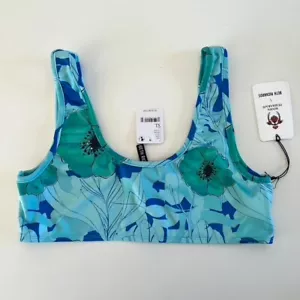 Free People Roopa x Beth Richards Basic B Bikini-Oberteil. Blau tropisch/grün. XL - Bild 1 von 4