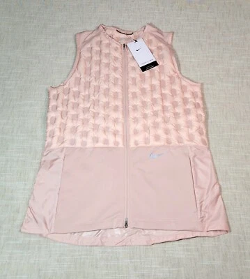 NIKE Mujeres Therma FIT ADV Chaleco para Correr Relleno Cremallera Completa Rosa Plata Pequeño Foto 1 de 4