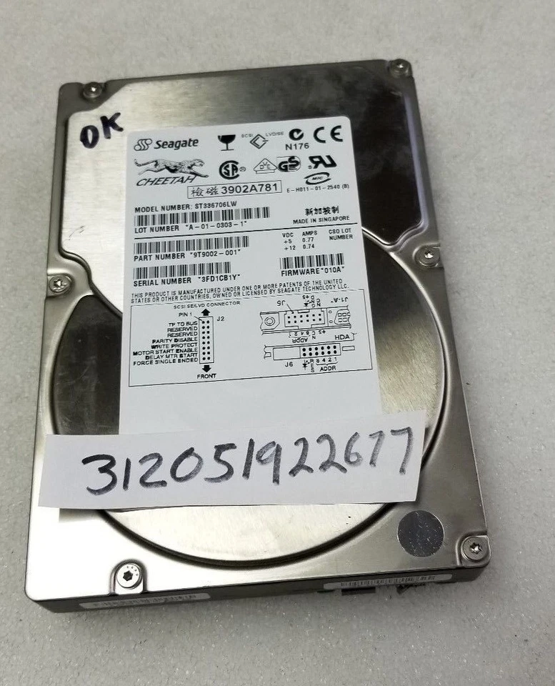 Seagate 36GB, 10K RPM, SCSI, U160 68 Pin -  9T9002-001  - Image 1 of 1