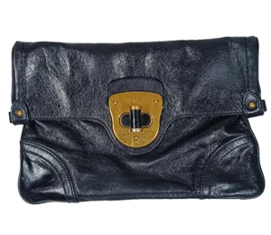 ALEXANDER McQUEEN c.2008 'Flapper Novak' Black Leather Large Clutch Purse Bag - Picture 1 of 24