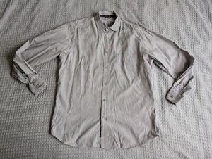 Zegna Sport Shirt Men Large Gray Brown Striped Button Up long SLeeve - Picture 1 of 14