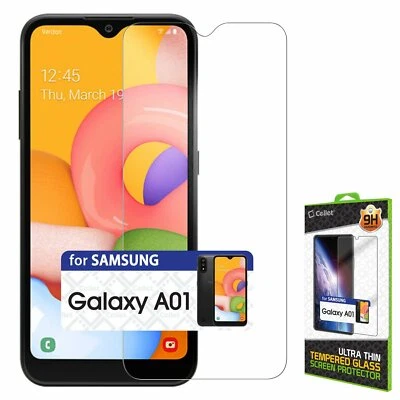 For Samsung Galaxy A01 9H Premium 0.3 Tempered Glass Screen Protector By Cellet - Image 1 of 4